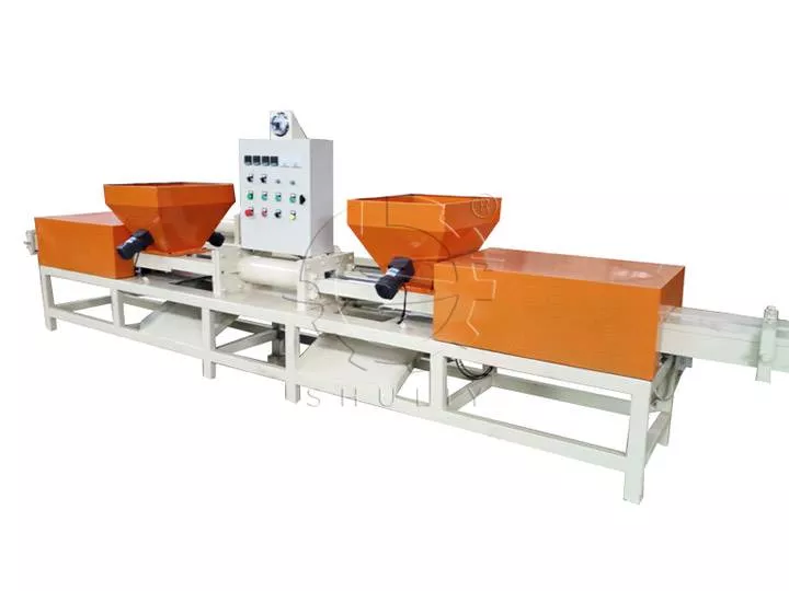 Pallet block machine for wooden packaging production plant